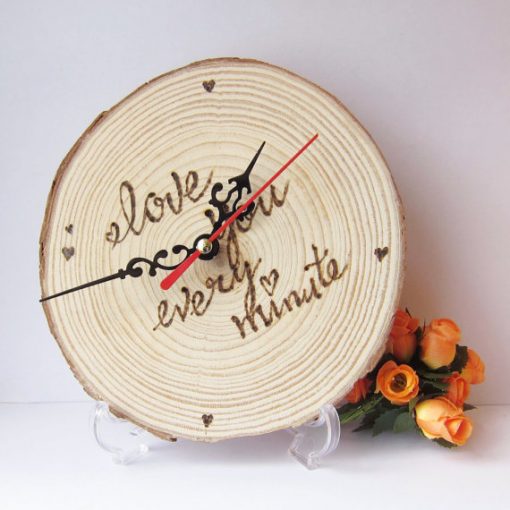 Wood Clock, wedding gift, custom wood log desk clock Shine Kids Crafts
