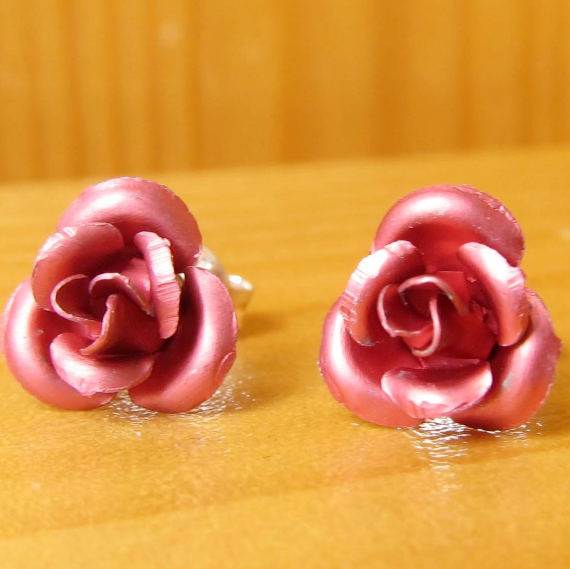 925 Sterling Silver Earrings, Pink Rose Stud - Shine Kids Crafts