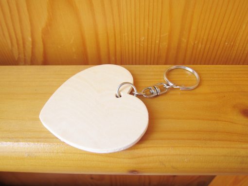 blank wood heart keyring