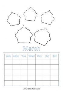 Free Printable Cupcake Coloring / Calendar - Party Food (Cupcakes)