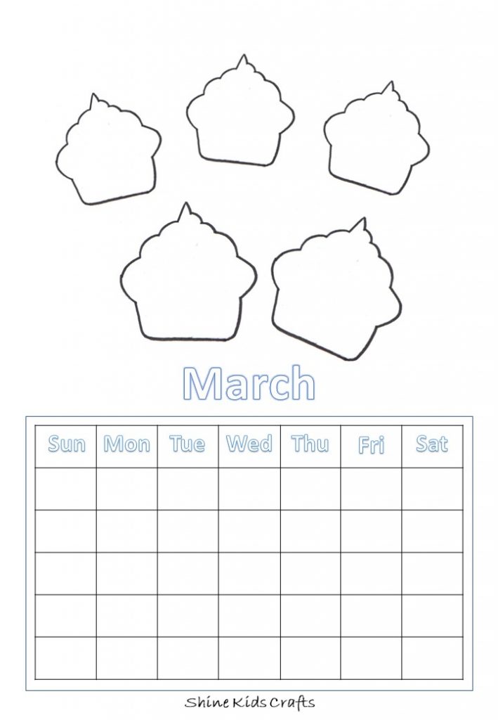 Free Printable Cupcake Coloring / Calendar - Party Food (Cupcakes ...
