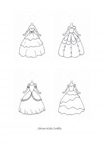 Free Printable Kids Simple Drawing / Coloring Page - Princess dress