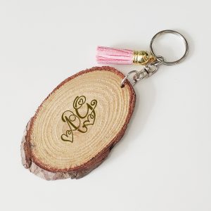 tassel wood slice keyring