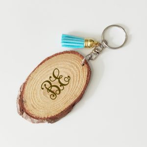 tassel wood slice keyring