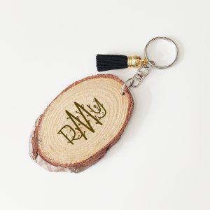 tassel wood slice keyring