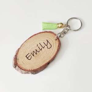 tassel wood slice keyring